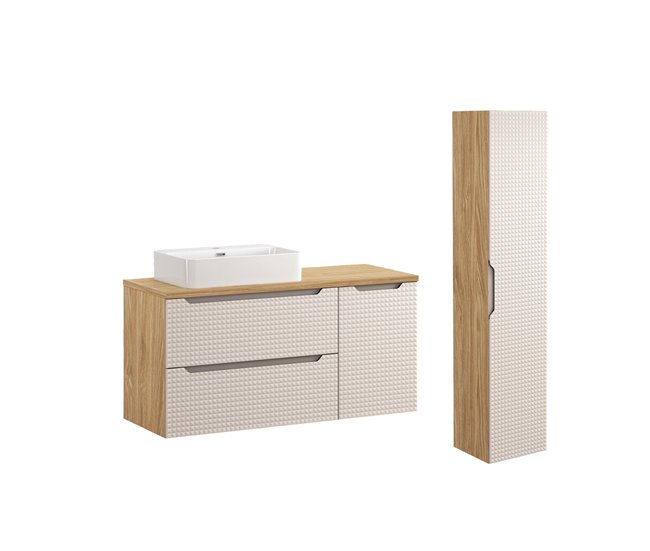 61dbd67db5faa7a6868408840af18585872dea05_8bb6743bd39e4386b5e6d1c81f8e38d6 Súper Precio Conjunto de muebles lavabo individual 120cm y columna Mallory Beige y madera - Conforama