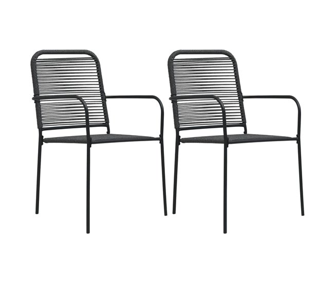 Precio Bajo Sillas de jardin 2 unidades cuerda de algodón y acero negro - Conforama