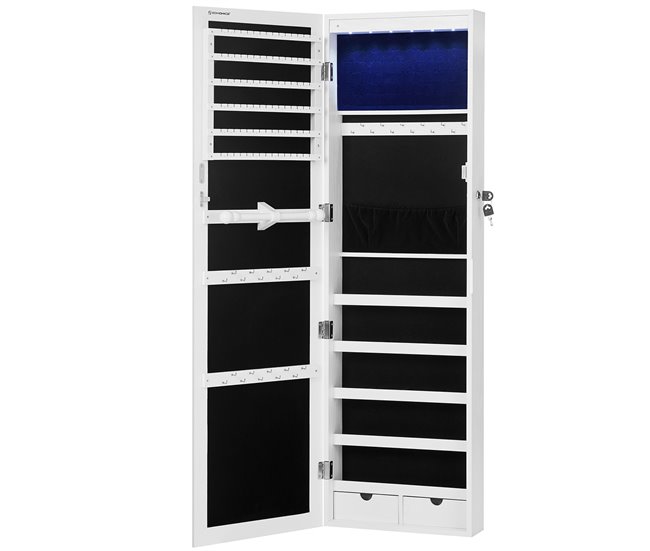 Precio Bajo Armario de joyería con cerradura para colgar en puertas con espejo - H120 cm - Conforama