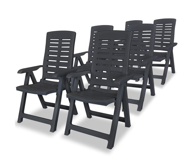 Sillas de jardin reclinables 6 unidades plástico gris antracita - Conforama Devolución Gratuita