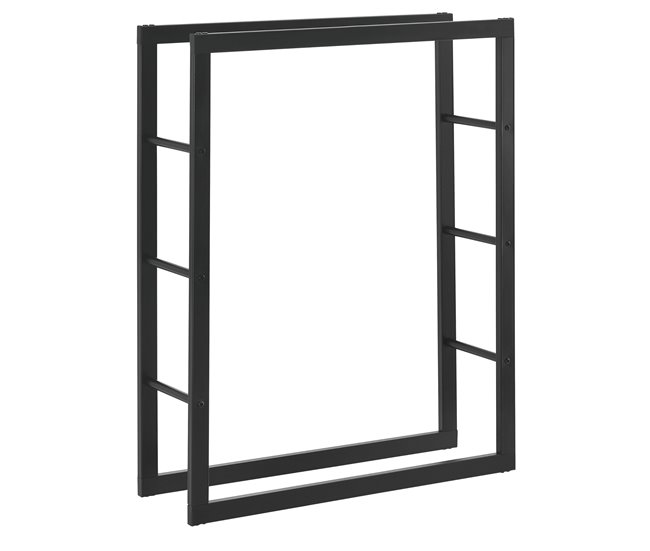 Soporte para leña Kasan Acero  80 x 100 x 25 cm Negro [en.casa] - Conforama Auténtico