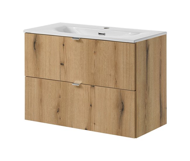 Envío Internacional Mueble de baño con lavabo Newport 80x57x39 cm - Efecto roble [en.casa] - Conforama