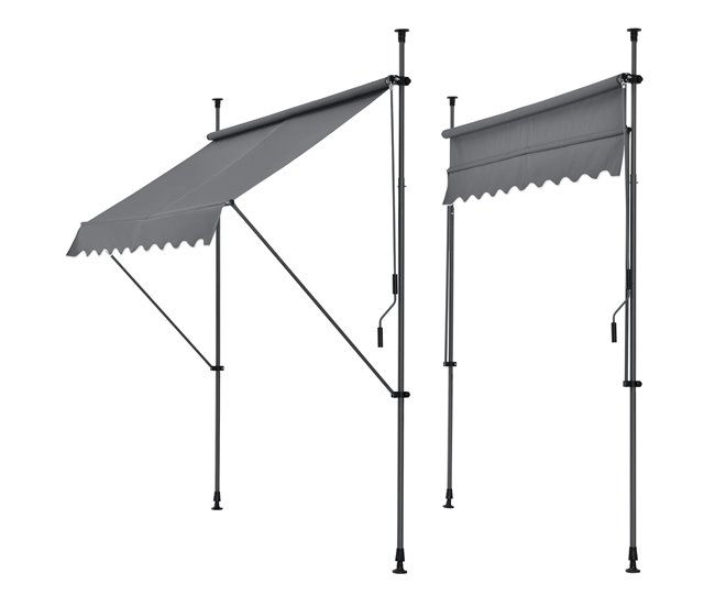 Auténtico Toldo articulado barras telescópicas 250 x 120 x 220-309 cm Azul oscuro [pro.tec] - Conforama