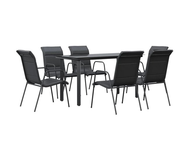 687805331b88e9439c168f5781b1ccac425f9ac8_8ce03f325ae64e8caf57d6281b40d252 Juego de comedor para jardin 7 piezas acero y textilene negro - Conforama Gran Oferta