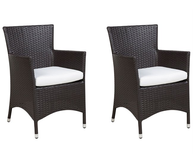 Conjunto de 2 sillas de jardín con cojines ITALY Marrón oscuro - Conforama Artesanal