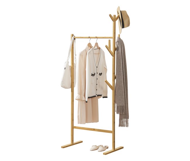 Última Oportunidad Pechero Nordreisa de Bambú en Ruedas 65x40x170 cm natural [en.casa] - Conforama