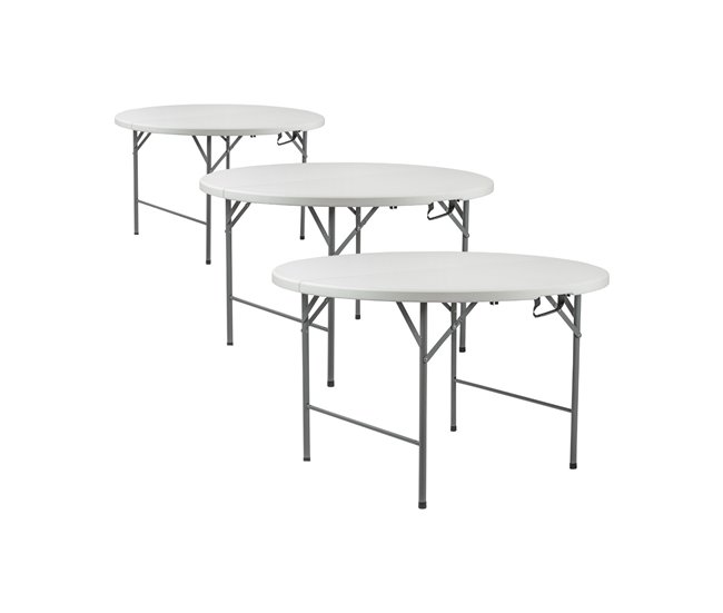 6995e09e386aeb801e5f3c94bad0e6b2633c1584_5de3cdfb43b3499380daa509a5b9950b Pack 3 Mesas Plegables Redondas para Catering Efecto Granito 120x74cm Thinia Home - Conforama Nueva Colección