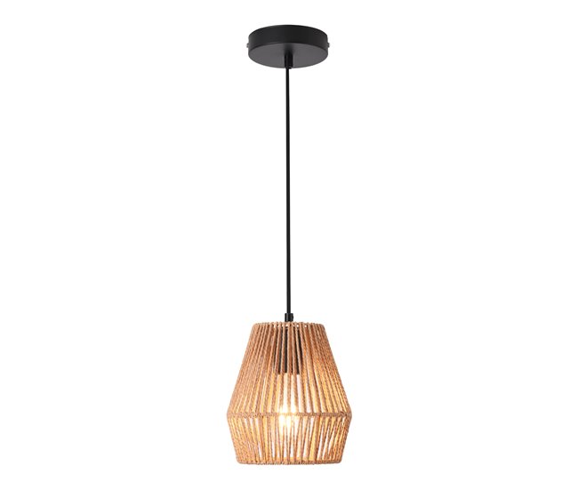 Lámpara colgante Liverpool metal + cuerda 160 x Ø 18 cm - Negro y Beige [lux.pro] - Conforama Envío Internacional