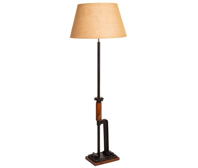 Exclusivo Lámpara de pie de madera y metal 47x47x140 - Conforama
