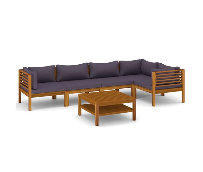 6c60a7858ac4d0c47e00bc794e712fafa9de880f_aed02841a4b94b5ebdfc25f057c60243 Entrega Rápida Muebles de jardín 6 piezas cojines madera maciza de acacia - Conforama