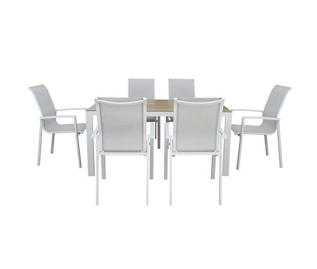 Máxima Calidad Set de jardín con mesa y 6 sillas ANZIO color gris - Conforama