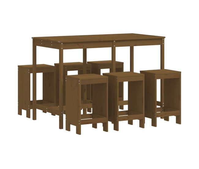 Entrega Rápida Juego de muebles de jardin 7 piezas madera maciza abeto Douglas - Conforama