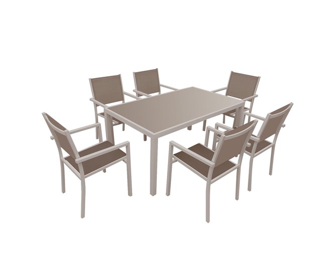 6da593d07efe418650b82347ad2d75ad8801c2a9_ac3d9521206147479cb082cd3e89d09f Conjunto de muebles de jardín BERGAMO 6 plazas textileno y aluminio - Conforama Solo Por Tiempo Limitado