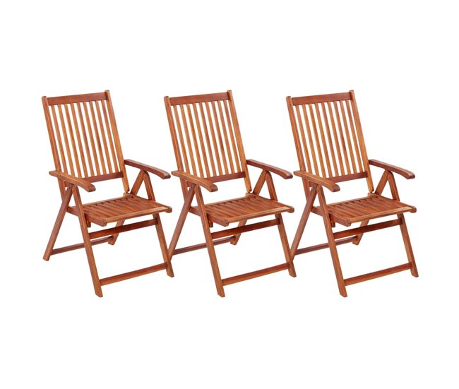vidaXL Sillas plegables de jardín 3 unidades madera de acacia maciza - Conforama Precio De Oferta