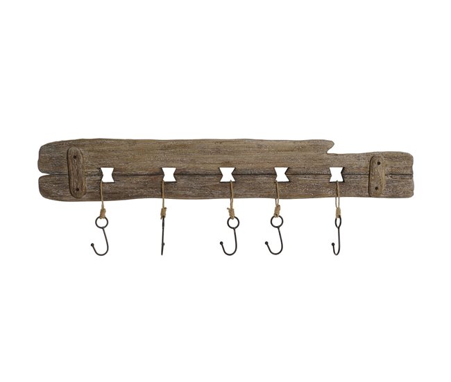Certificado Perchero de Pared Home ESPRIT Natural Metal Madera de Paulonia 99 x 3 x 31 cm - Conforama