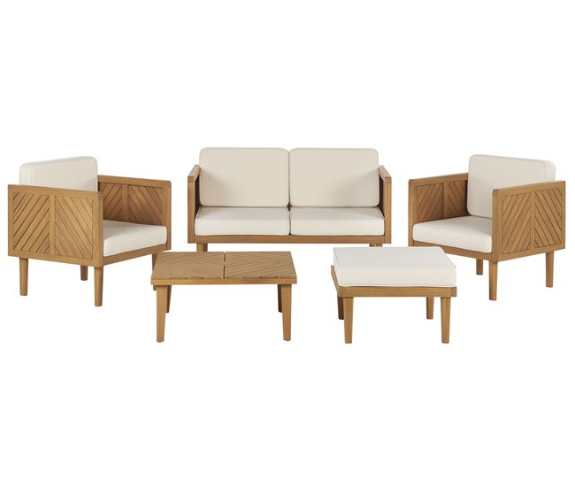 70bbe85e7c05bee2349e5cec37ed402530cec772_910db1e80ac64044a24489edeeb66b92 Conjunto de jardín con mesa y otomana 4 plazas BARATTI Madera de acacia Marrón - Conforama Oferta Especial