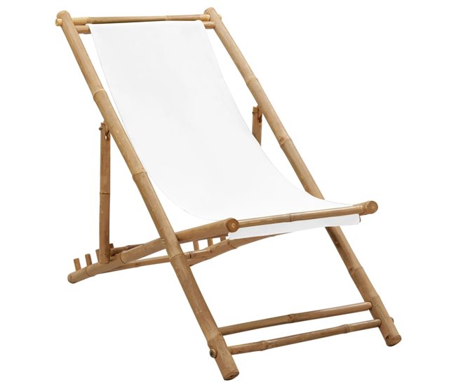 Disponible Ahora vidaXL Silla de playa de bambú y lona azul marino - Conforama