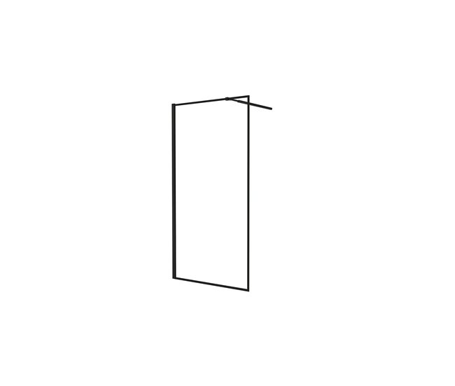 Artesanal Walkin Mampara Panel de ducha borde de serigrafía negra Vidrio Antical 8mm con Barra 73-120cm Perfil Negro Mate (68-70)x200cm - Conforama