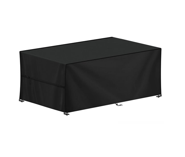 75b22e5aa2e9641aa96b50e6ec86352390961f38_70ebf4d3c74042169654b9c96024032a Novedad Funda rectangular para mesa de exterior 165x115x80cm en poliéster negro con bolsa de transporte - Conforama