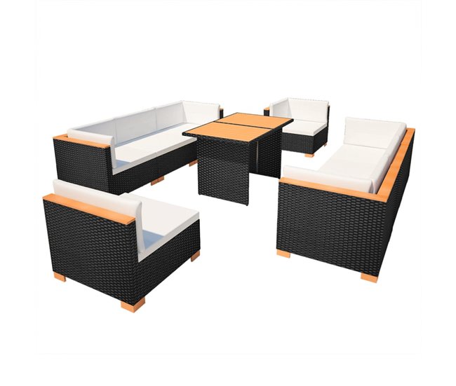 7600a8a1901c627972a2abd2a02bf293c2f4540f_077263759aae43158ff3fc818d052523 Set muebles de jardín 10 piezas y cojines ratán sintético negro - Conforama Garantía De Devolución De Dinero