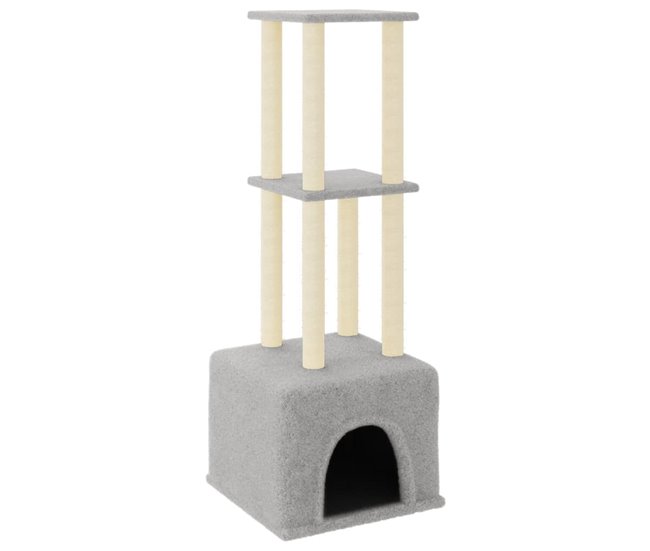 Moderno vidaXL Rascador para gatos con postes de sisal gris claro 133,5 cm - Conforama