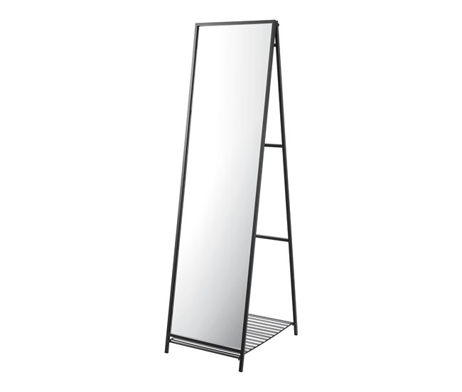 Espejo de pie cuerpo entero Ruffano con estante metal 160 x 44 x 60 cm - Negro [en.casa] - Conforama Más Vendido