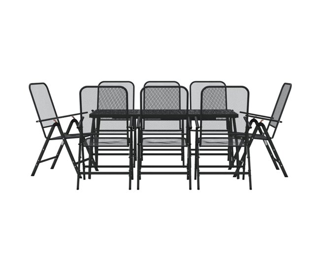 766df8d41fcbb96becfdd77e6261ce64f5fea793_3aceae1a59974b3fb7bad74a877ef41e Juego de comedor de jardin 9 piezas malla metálica gris antracita - Conforama Oferta De Temporada