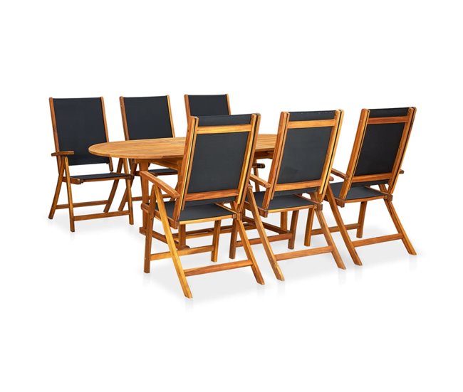 Set de comedor de jardín 7 piezas madera maciza de acacia - Conforama Pedido Al Por Mayor