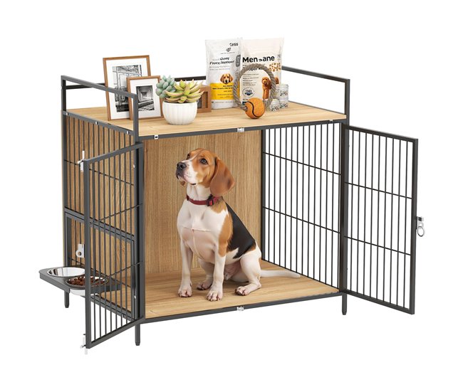 7b6aceb62a1f00c63f21a582a84ee10160bc9d21_e6dc84dbd8854accb9e66d62249cf6b8 Compra Ahora PawHut Jaula para Perros Mesa Auxiliar Moderna Casa para Mascotas con Soporte Giratorio con 2 Tazones 2 Puertas y Estante de Almacenamiento Superior para Perros Medianos 80x56x76,5 cm Roble - Conforama
