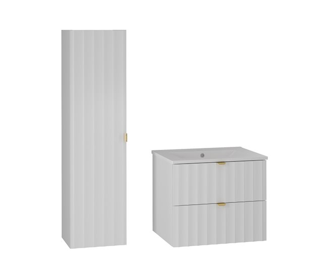7c0bef41707395b6527a00f20604401dc9541dec_74b2590a71a3490aa4594d912a870953 Certificado Conjunto de muebles con lavabo individual encastrado 60cm y columna Lexa Blanco - Conforama