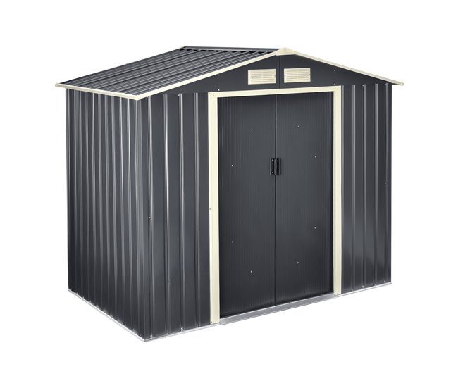 Stock Limitado Cobertizo para Almacenaje de Herramientas - hoja galvanizada y metal 213 x 127 x 185 cm - Gris oscuro [en.casa] - Conforama
