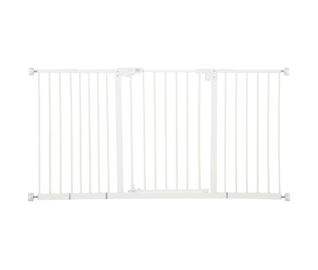 7d12dbbee70499fc4650d857df1facd7ffabf86b_0c2e654f9ee541cf8f9c1013207a9a88 PawHut Barrera de Seguridad para Puertas y Escaleras Barrera para Perros con Cierre Automático y Sistema de Doble Bloqueo Metal 74-80/91,5-100/104-117,5/121,5-130/141,5-147,5x76,2 cm Blanco - Conforama Exclusivo