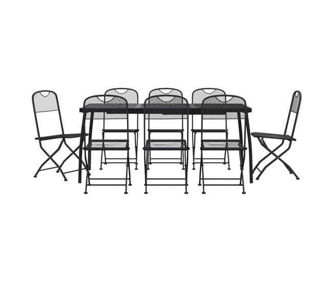 80c121cd65f074be024c230bc033c96899642140_c4ff40944bfc47478bdc1ef279dfaed0 Marca Reconocida Juego de comedor de jardin 9 piezas malla metálica gris antracita - Conforama