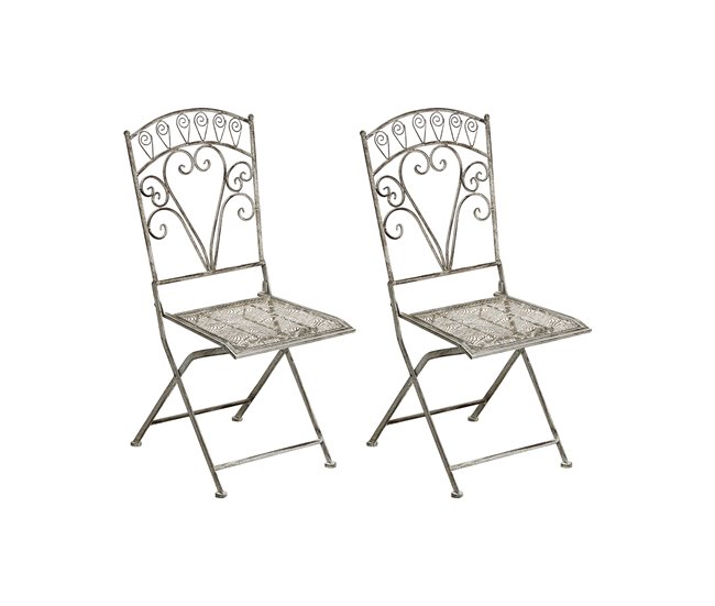 Imprescindible (Must-Have) Conjunto de 2 sillas de jardín NURRA plegable Metal Gris - Conforama