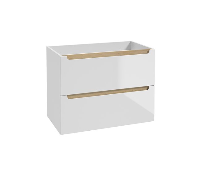 Mueble bajo lavabo 80cm 2 cajones Livia Blanco y Madera - Conforama Máxima Calidad