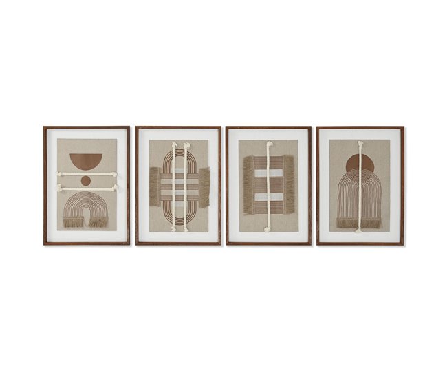 Garantía De Devolución De Dinero Lienzo Home ESPRIT Blanco Natural Moderno Escandinavo 36 X 2,3 X 50,3 cm (4 Unidades) - Conforama