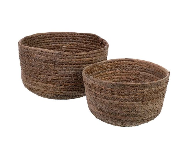A Buen Precio Cestos set 2pzas de fibra de hoja de banana D25x16h-D21x13 - Conforama