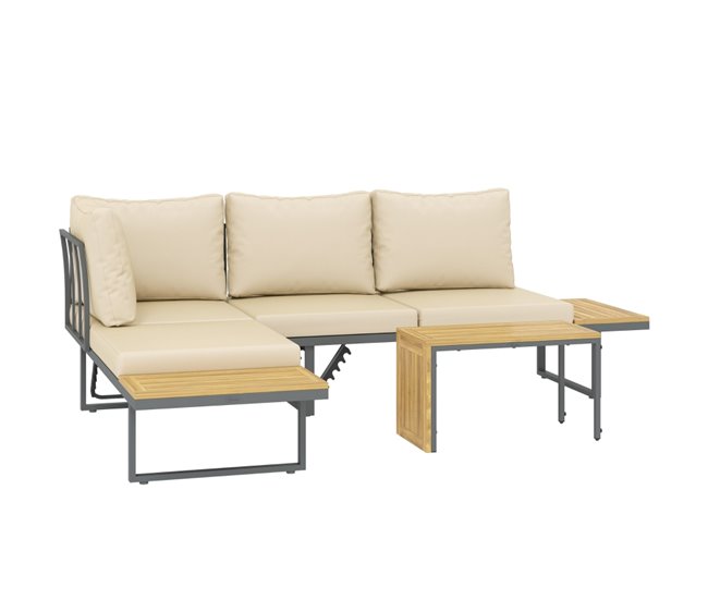 860af026a611ac16c65cd730b70f2e1b174c90d2_664edb6a3cd64c368f40544ada369f76 Outsunny Conjunto de Muebles Jardín Exterior Sofás de Exterior en Forma de L Tumbona con 2 Sofás de 3 Plazas Asiento Ajustable y Mesa de Madera de Acacia Versátil con Cojines Beige y Gris - Conforama Stock Limitado