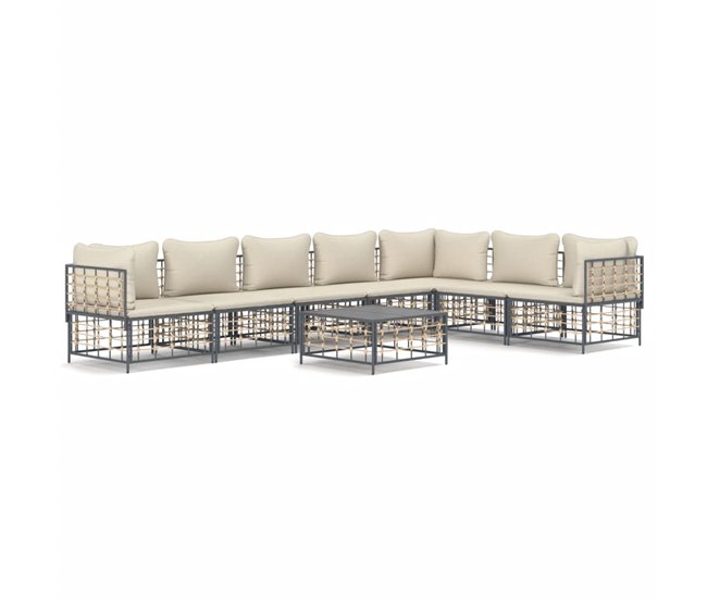 8692111152c5bf385f86c11c682dd6add0cbe164_8e5c6dacaffb4921b0f30b1a3771cb3d vidaXL Juego de muebles de jardín 8 pzas y cojines ratán PE antracita - Conforama Novedad