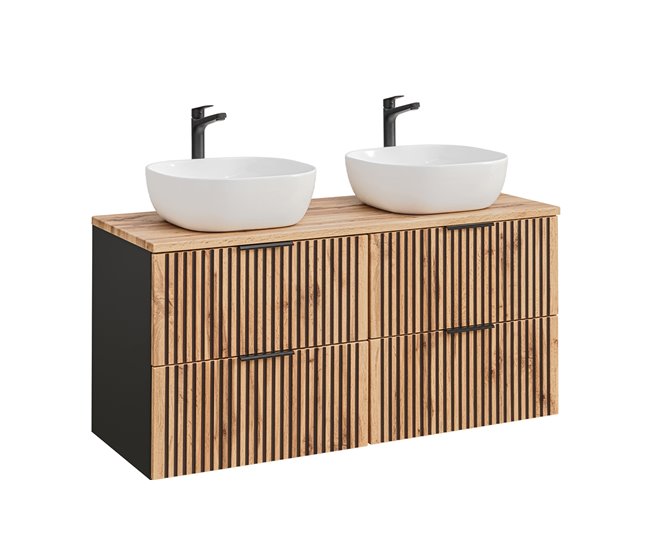 86944ea4b4e11df260148bf83b42a0a87ce19a0c_53968e2e3c39439795a4967daaafc1b3 Popular Mueble doble lavabo 120cm Gaia Madera y Negro - Conforama