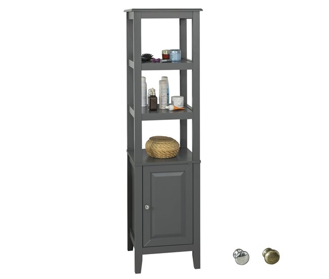 Precio Bajo Mueble Columna de baño, Armario para baño,estanterías de baño- 3 estantes y 1 Puerta, FRG205-W SoBuy - Conforama