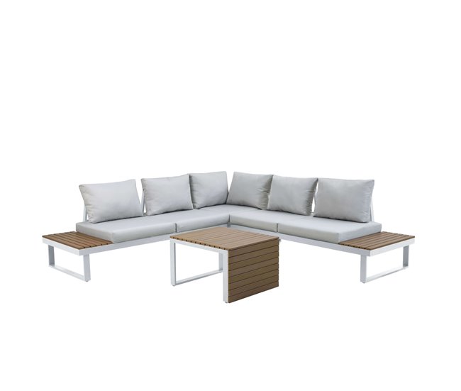 Muebles De Exterior Jardín Terraza Gandía 4 Piezas Estilo Contemporáneo Color Blanco y Marrón - Conforama Promoción