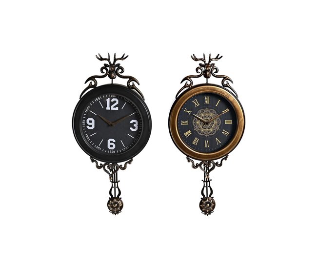 872f344ebbde6d7961a9d94c57a135d3f236f25a_ae9faef432b546e0a46d85b57409e163 Reloj de Pared DKD Home Decor 27 x 7,5 x 57,5 cm Cristal Negro Dorado Hierro Péndulo (2 Unidades) - Conforama Mejor Precio