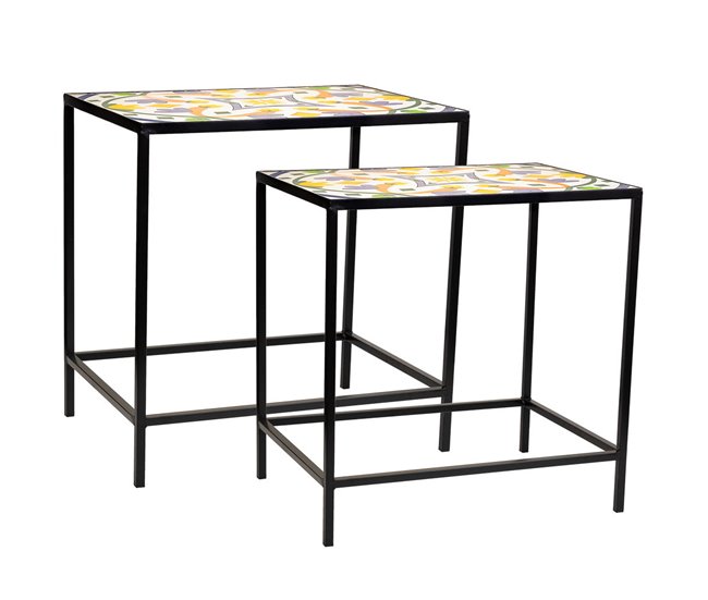 Set 2 soportes de mosaico y metal negros - Conforama Moderno