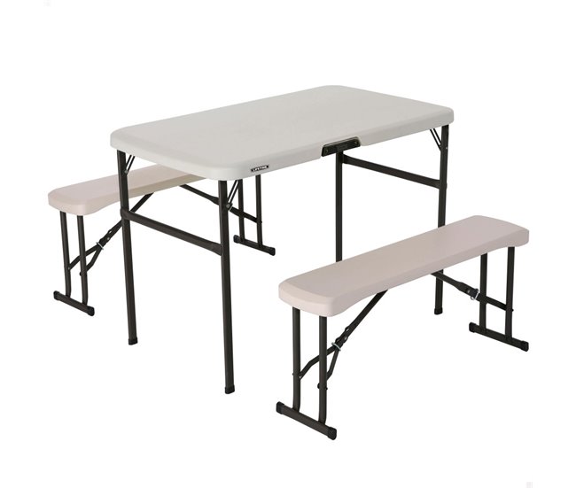 8823756147da6af0b3895a4343c918f73c986ee7_482671044a6e47f686f6530ea2f88eb4 Conjunto plegable mesa y 2 bancos utrarresistente LIFETIME 106x61x74 cm UV100 - Conforama Ocasión Especial
