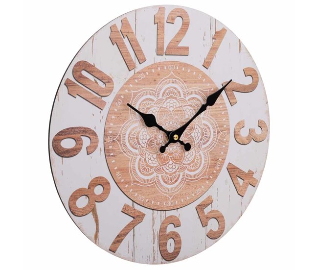8b2175edf221b7e5f74fd8bfdcccf94c311f4b70_cc3a84edd5fe494b876bf6e3b6819371 No Te Lo Pierdas Reloj de pared de madera blanca de 34x2 cm - Conforama