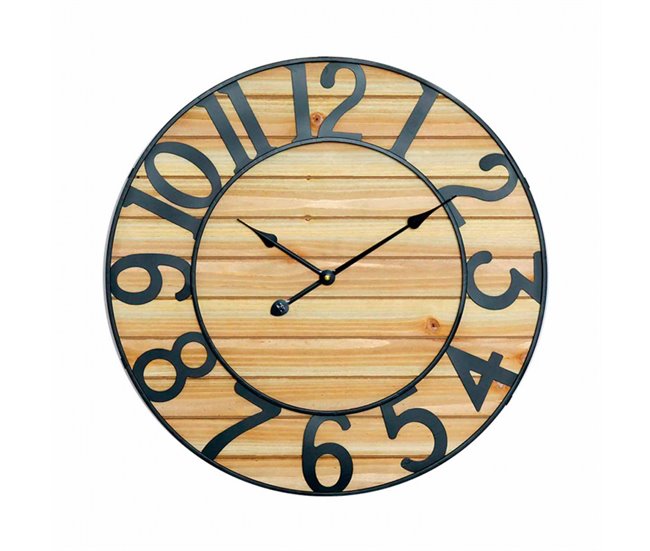 8d457813f9a06f4b08483259673b6c9451966bec_51af88e3673b4d7aa95f37d190fd54a6 Compra Ahora Reloj de Pared Vintage Negro/Madera Clara Ø60cm O91 - Conforama