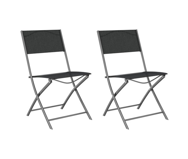 Sillas de jardin plegables 2 unidades acero y textilene negro - Conforama Súper Precio