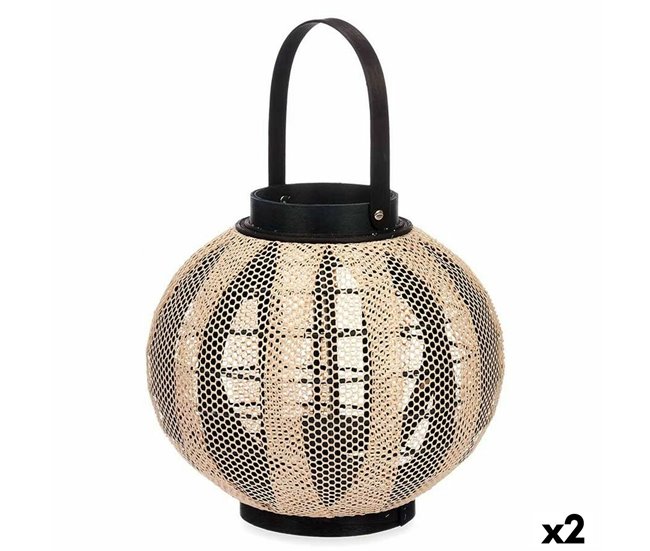 8e81973ba6699e8fd99cbd1907b6b7883af767c3_c703d86cf3a14930810adb2bc19e5fef Portavelas Farol Con asa Beige Madera Tela 30 x 30 x 30 cm (2 Unidades) - Conforama Artesanal