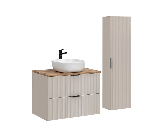 Conjunto mueble lavabo individual 80cm y columna Adriel Blanco - Conforama Disponible Ahora
